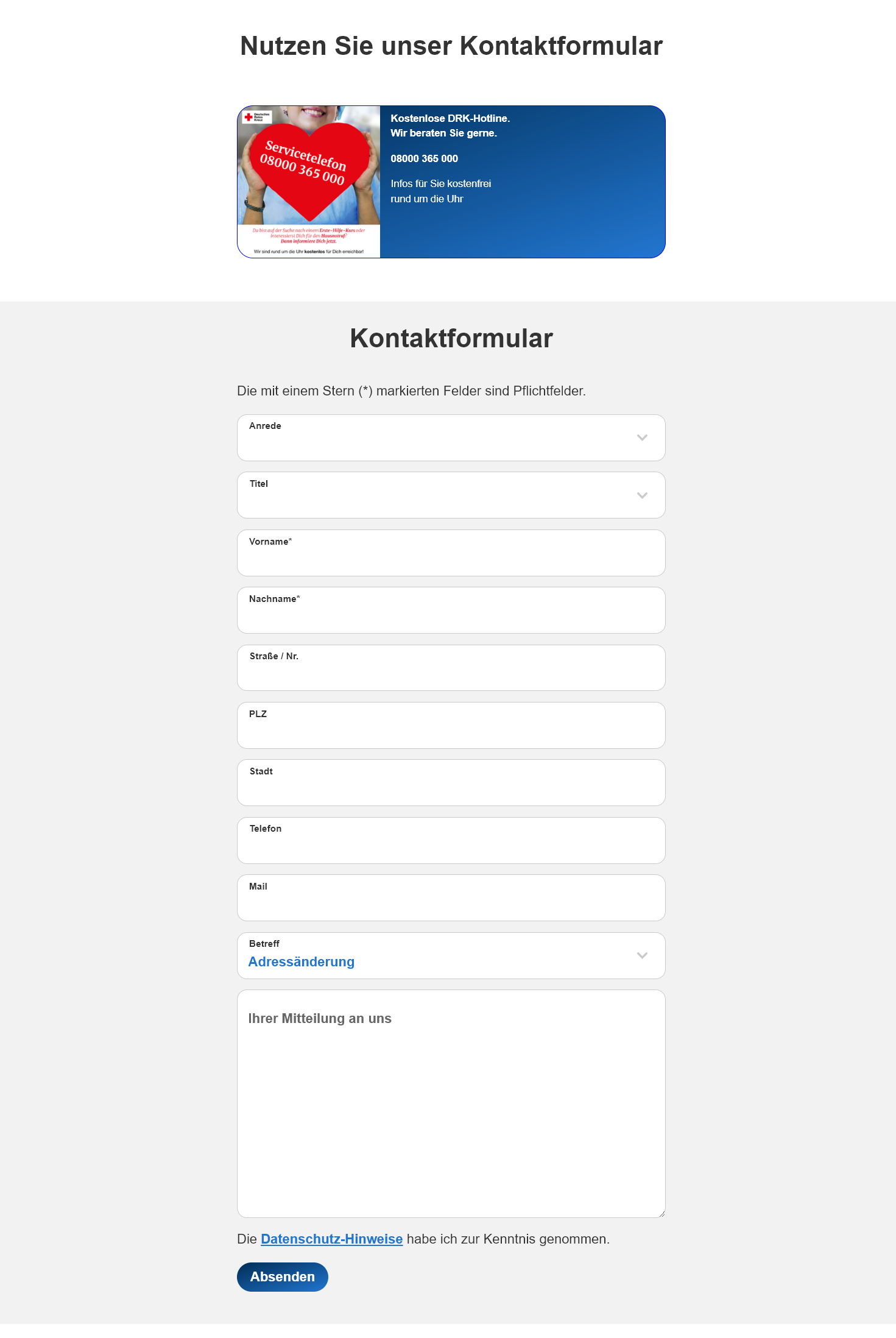 DRK Kontaktformular