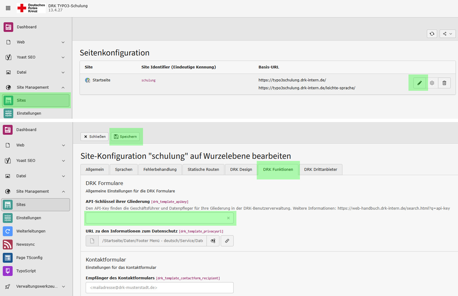 API-Key in TYPO3 eingetragen?