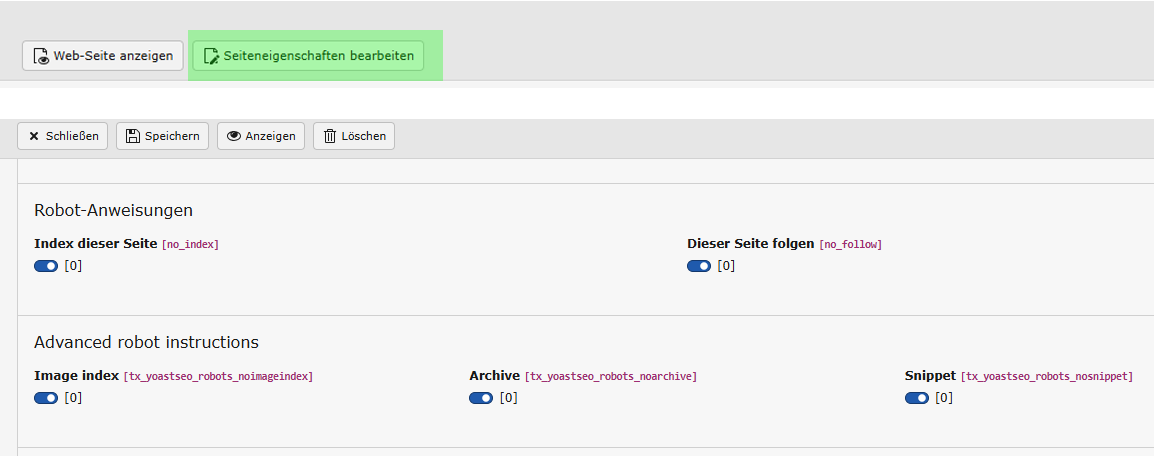 Seiten von der Suche ausschließen (Indexierung)