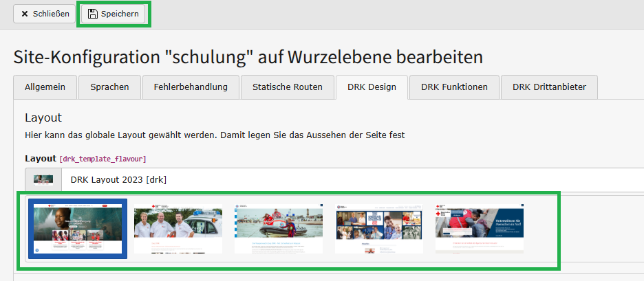 Musterseiten-Template auswählen