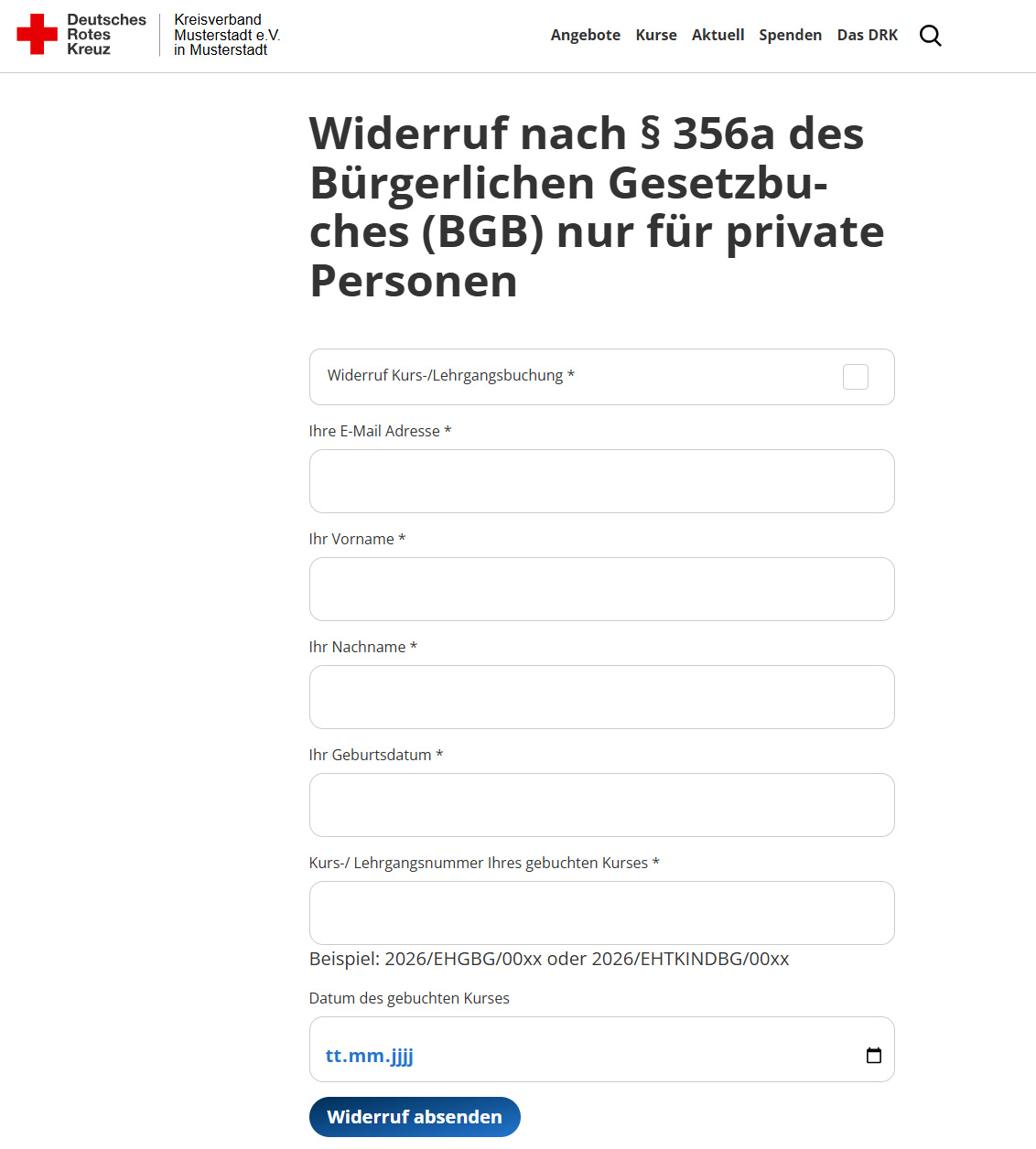 Anleitung Verwendung des Widerrufsbuttons